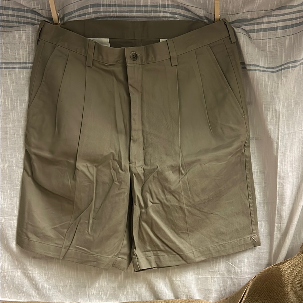Haggar Tan Flat Front Shorts Casual Cotton Blend